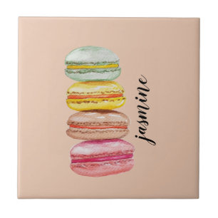 Französische Macarons Aquarell Handbemalt Fliese