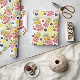 Französische Macarons Aquarell Handbemalt Geschenkpapier