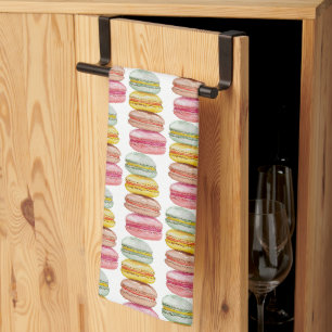 Französische Macarons Aquarell Handbemalt Geschirrtuch