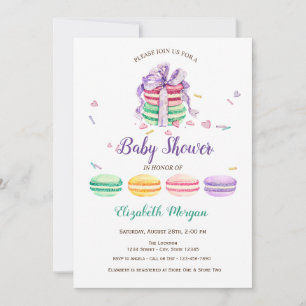 Französische Macarons,Blaue Punkte Babyparty Einladung
