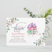 Französische Macarons Blumen Baby Shower Einladung (Stehend Vorderseite)