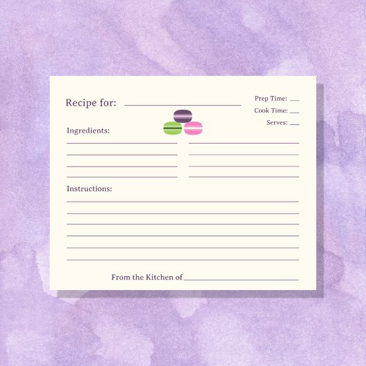 Französische Macarons-Brautparty-Rezept-Karte