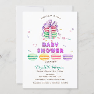 Französische Macarons, Gestreifte Babyparty Einladung