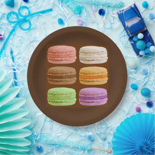 Französische Macarons, mehrfarbige Pastelle Kerami Pappteller (Party)