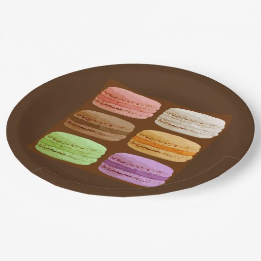 Französische Macarons, mehrfarbige Pastelle Kerami Pappteller (Schrägansicht)