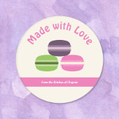 Französische Macarons mit Liebe-Label-Aufkleber Runder Aufkleber