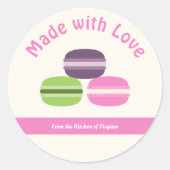 Französische Macarons mit Liebe-Label-Aufkleber Runder Aufkleber (Vorderseite)