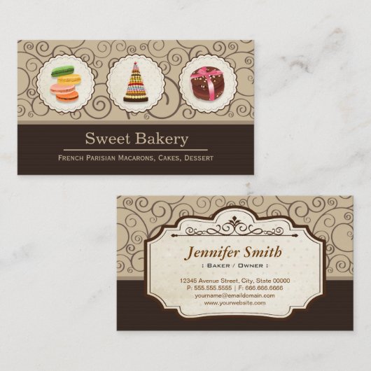 Französische Macaroons - Custom Dessert Bakery Sto Visitenkarte (Vorne/Hinten)