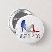 Französische Mädchen-Silhouette-Flagge Button (Vorne & Hinten)