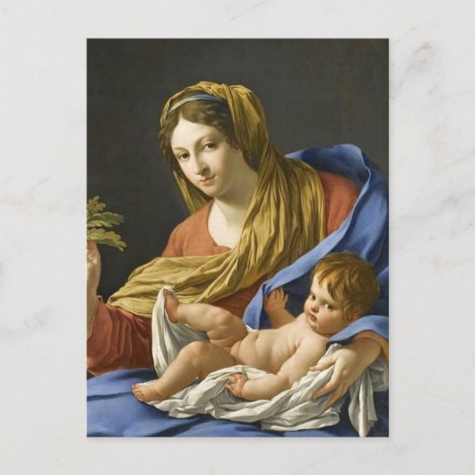 Französische Madonna und Kind im siebzehnten Jahrh Postkarte (Vorderseite)