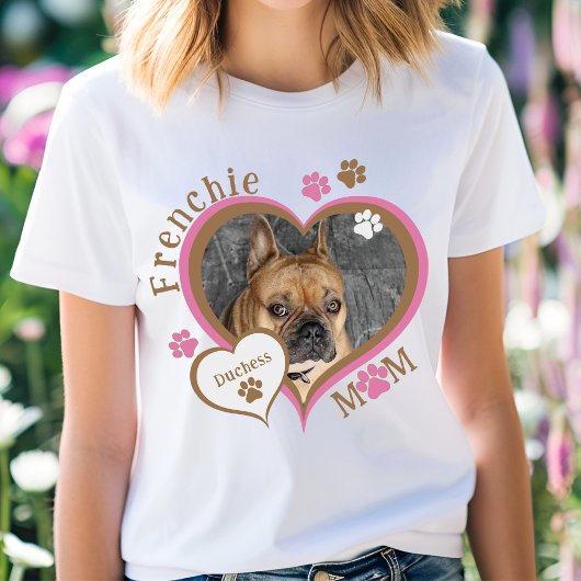 Französische Mama French Bulldog Foto Personalisie T-Shirt
