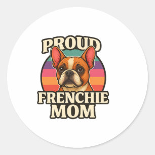 Französische Mama Niedlicher französischer Bulldog Runder Aufkleber