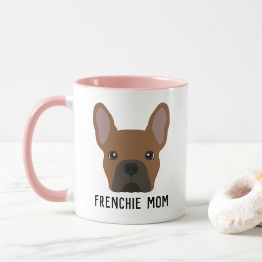 Französische Mama Red Fawn Französische Bulldog-Ta Tasse (Mit Donut)