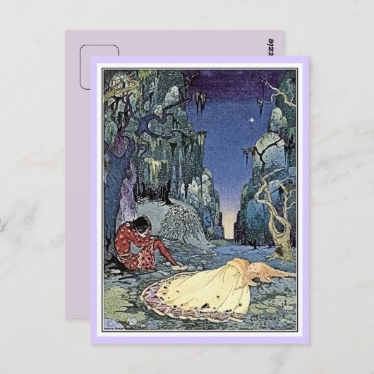 französische Märchen: Violette und Ourson schlafen Postkarte (Vorne/Hinten)