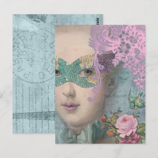 Französische Masquerade Postkarte (Vorne/Hinten)