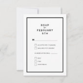 Französische Minimal Chic Monochrome Hochzeit RSVP (Vorderseite)