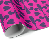 Französische Mittelalterliche Fleur-de-Lis Pink Bl Geschenkpapier (Rolleneckpunkt)