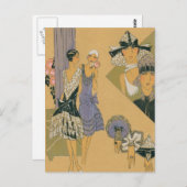 Französische Mode - Lila und schwarz Postkarte (Vorne/Hinten)