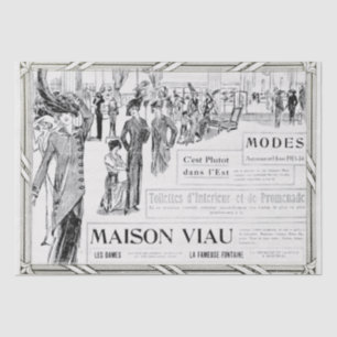 Französische Mode-Werbung Lady Frame Decoupage Seidenpapier