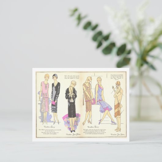 Französische Modeplatte für Kleider Postkarte der  (Stehend Vorderseite)