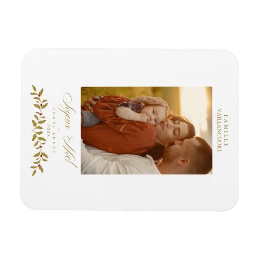 Französische Moderne Elegante Chic Weihnachtsfamil Magnet (Horizontal)