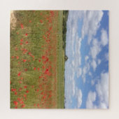 Französische Mohnfelder mit blauem Himmel und Wolk Puzzle (Horizontal)