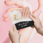 Französische Nägel und Orchideen Manicure Pediküre Quadratische Visitenkarte