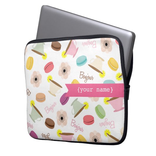 Französische NahrungsmittelThemed personalisierte Laptopschutzhülle (Vorderseite Links)