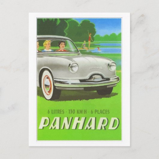 Französische Oldtimer und Malerei Panhard Postkarte (Vorderseite)