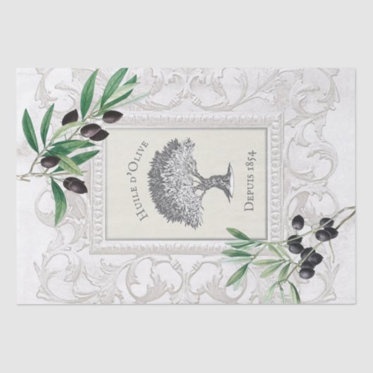 Französische Olivenöl-Vintage Baumstruktur Decoupa Seidenpapier (Vorderseite)