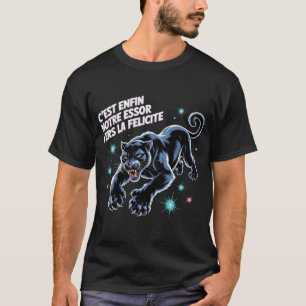 Französische Panther Glückseligkeit Kunst Neon Syn T-Shirt