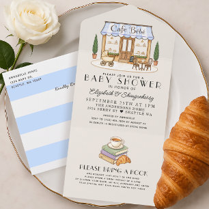 Französische Paris Café Bébé Boy Babyparty All In One Einladung