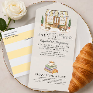 Französische Paris Café Bébé geschlechtsneutrale B All In One Einladung