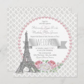 Französische Pariser Hochzeit Einladung (Vorne/Hinten)