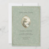 Französische pastorale Sage-Grün-Hochzeit Save The Date (Vorderseite)