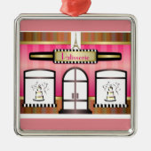 Französische Patisserie Eiffel Tower Paris Ornamen Silbernes Ornament (Vorne)