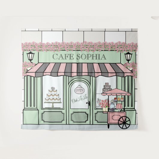 Französische Patisserie Hintergrund für eine Veran Wandteppich (Vorderseite (Horizontal))