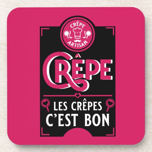 Französische Pfannkuchen Getränkeuntersetzer (Vorderseite)