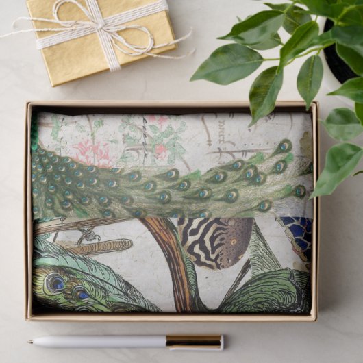 Französische Pfau-Vogel-Schildkröteblowfish-Blumen Seidenpapier (Geschenk)