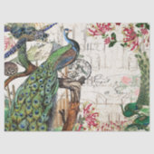 Französische Pfau-Vogel-Schildkröteblowfish-Blumen Seidenpapier (Vorderseite)