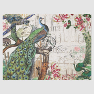 Französische Pfau-Vogel-Schildkröteblowfish-Blumen Seidenpapier