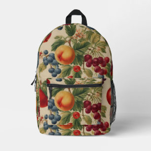Französische Pfirsiche, Kirschen, Blaubeeren, Birn Bedruckter Rucksack