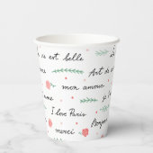 Französische Phrasen Party Cups Pappbecher (Rückseite)