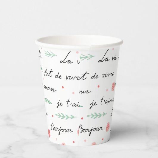 Französische Phrasen Party Cups Pappbecher (Rechts)
