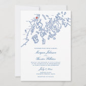 Französische Point Maine Karte Elegante Hochzeit (Vorderseite)