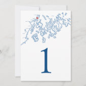 Französische Point Maine Map Hochzeiten Tischnumme Einladung (Vorderseite)