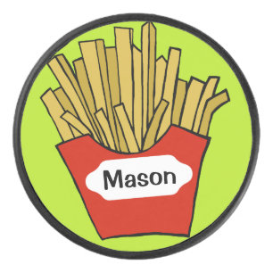 französische Pommes Frites-Design Eishockey Puck