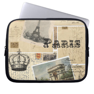 Französische Postkarten-Collage Laptop-Hülle Laptopschutzhülle