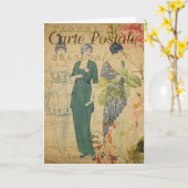 Französische Postkarten-Grußkarte Karte (Gelbe Blume)