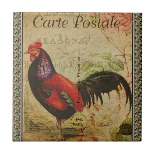 Französische Postkarten-Keramik Fliese (Vorderseite)
